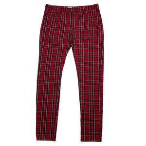 Ralph Lauren Denim & Supply Tartan Plaid Pants 30 Red Slim Straight Academia